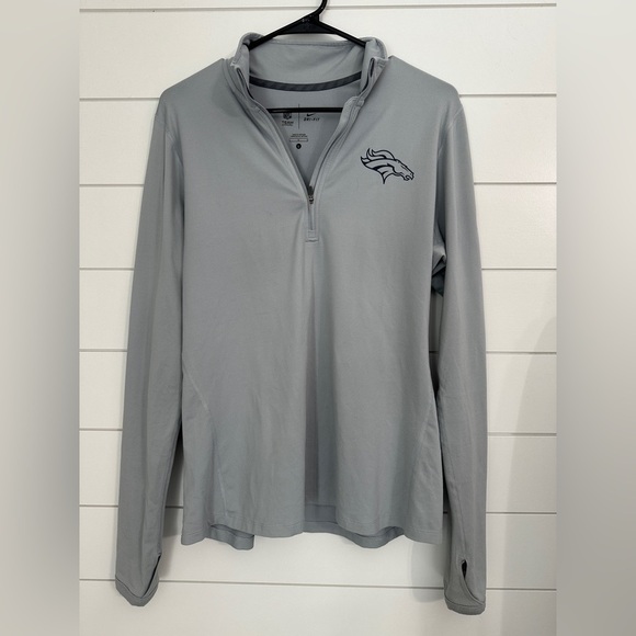 Nike Tops - Nike Denver Broncos NFL 1/4 Zip Dri-Fit Pullover Sweatshirt Grey Womens Large